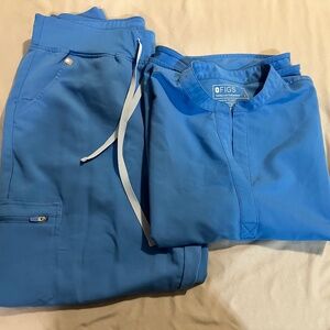 FIGS Capri Blue Scrub Set | Rafaela Top + Zamora Jogger | Size L | EUC | PO 2679